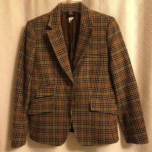EUC J. Crew Brown Plaid Wool Blazer Size 6
